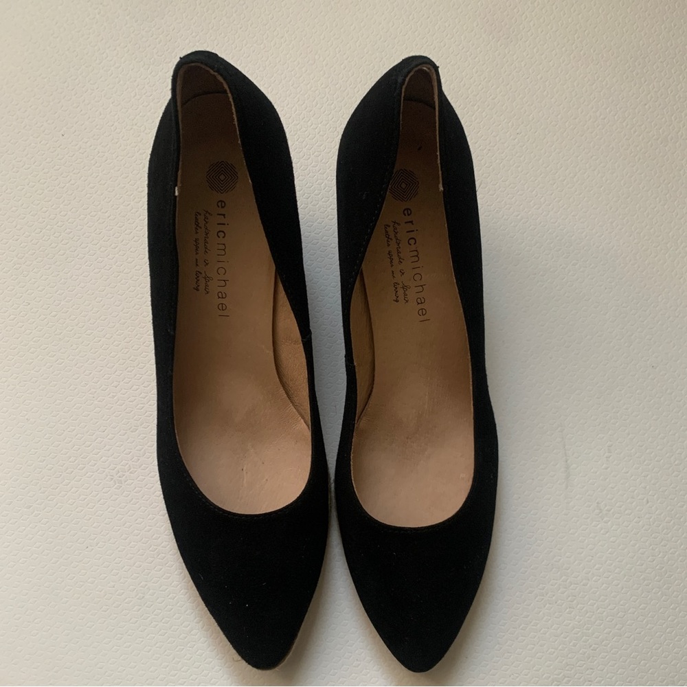 Eric Michael Black Suede Teva Espadrille Wedges